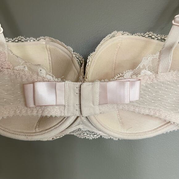 Maison Lejaby Lace Underwired‎ Lightly Padded Balconette Bra Cream Size US 30E - Picture 12 of 16